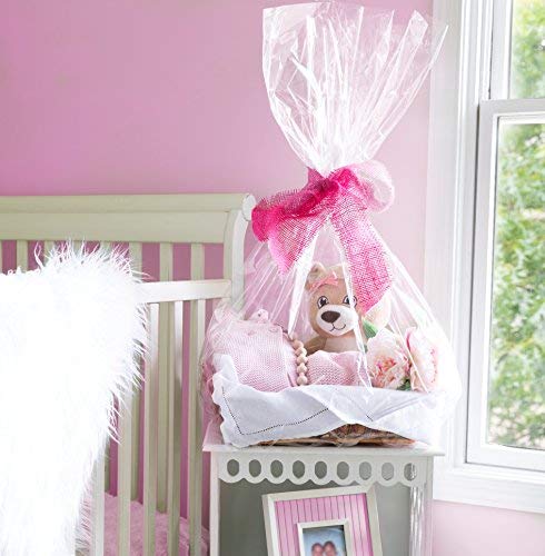 5 Pieces Clear Basket Bags, Large Clear Cellophane Wrap for Baskets & Gifts 30"x 40" 1.5 Mil Thick (5)