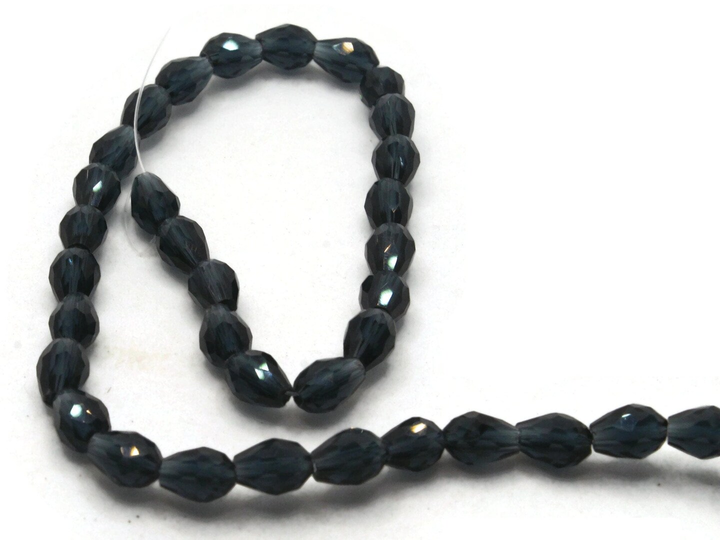 35 8mm Deep Blue Faceted Glass Teardrop Beads