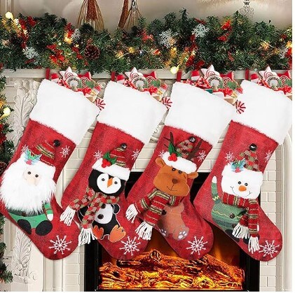 Christmas Stockings 4 Pack, 19'' Snowflake Xmas Stockings Stairs ...