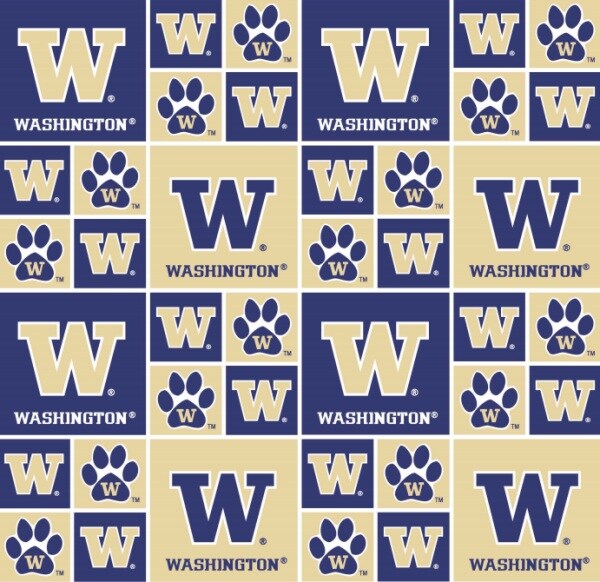 Sykel Enterprises-University of Washington Cotton Fabric-Washington Huskies Geometric Cotton Quilting Fabric