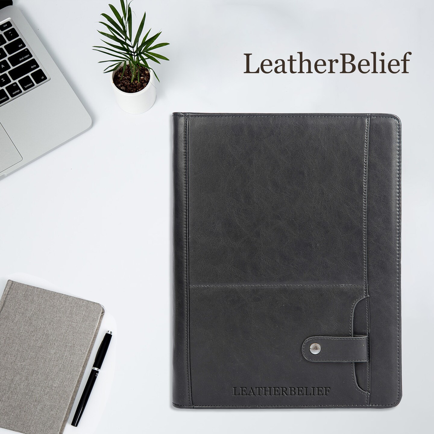 Engraved Business Leather Portfolio A4 Zipper Folio leather Folder ...