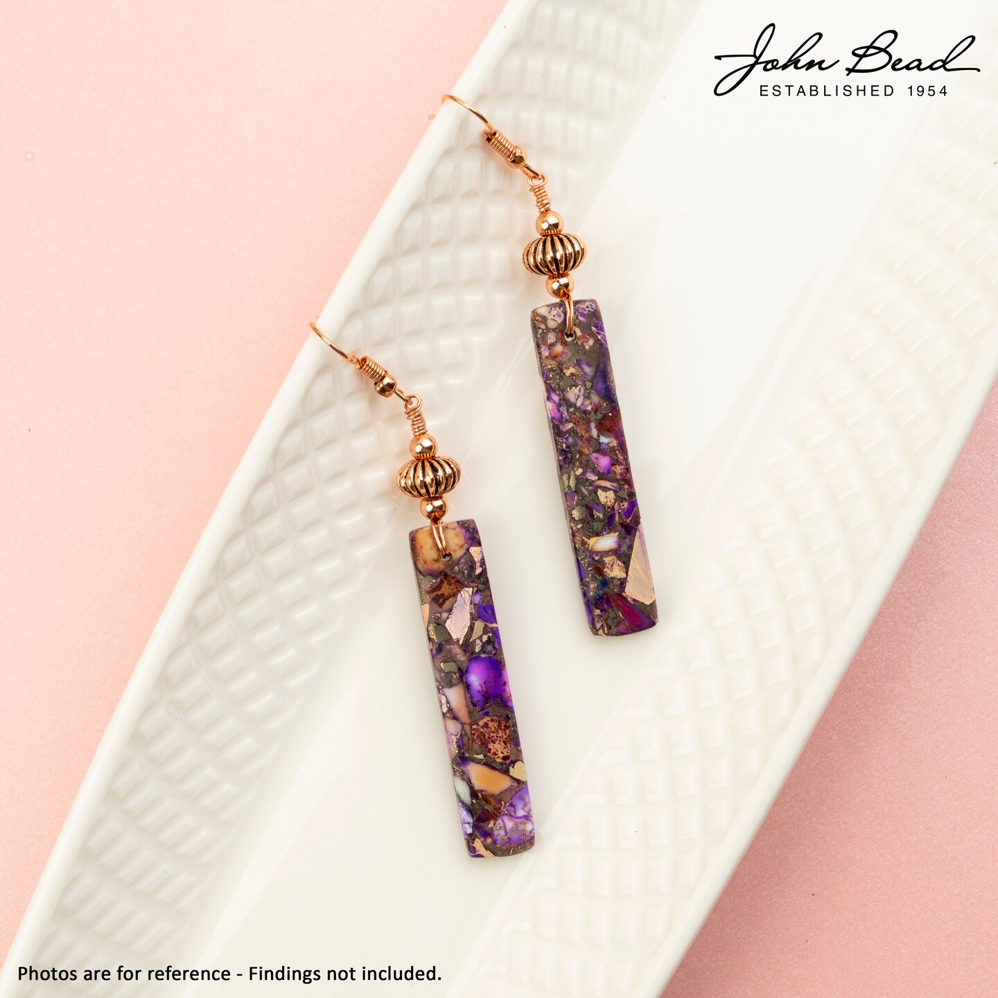 Earth's Jewels Semi-Precious 10x46mm Synthetic Imperial Jasper Blue Rectangle Pendants