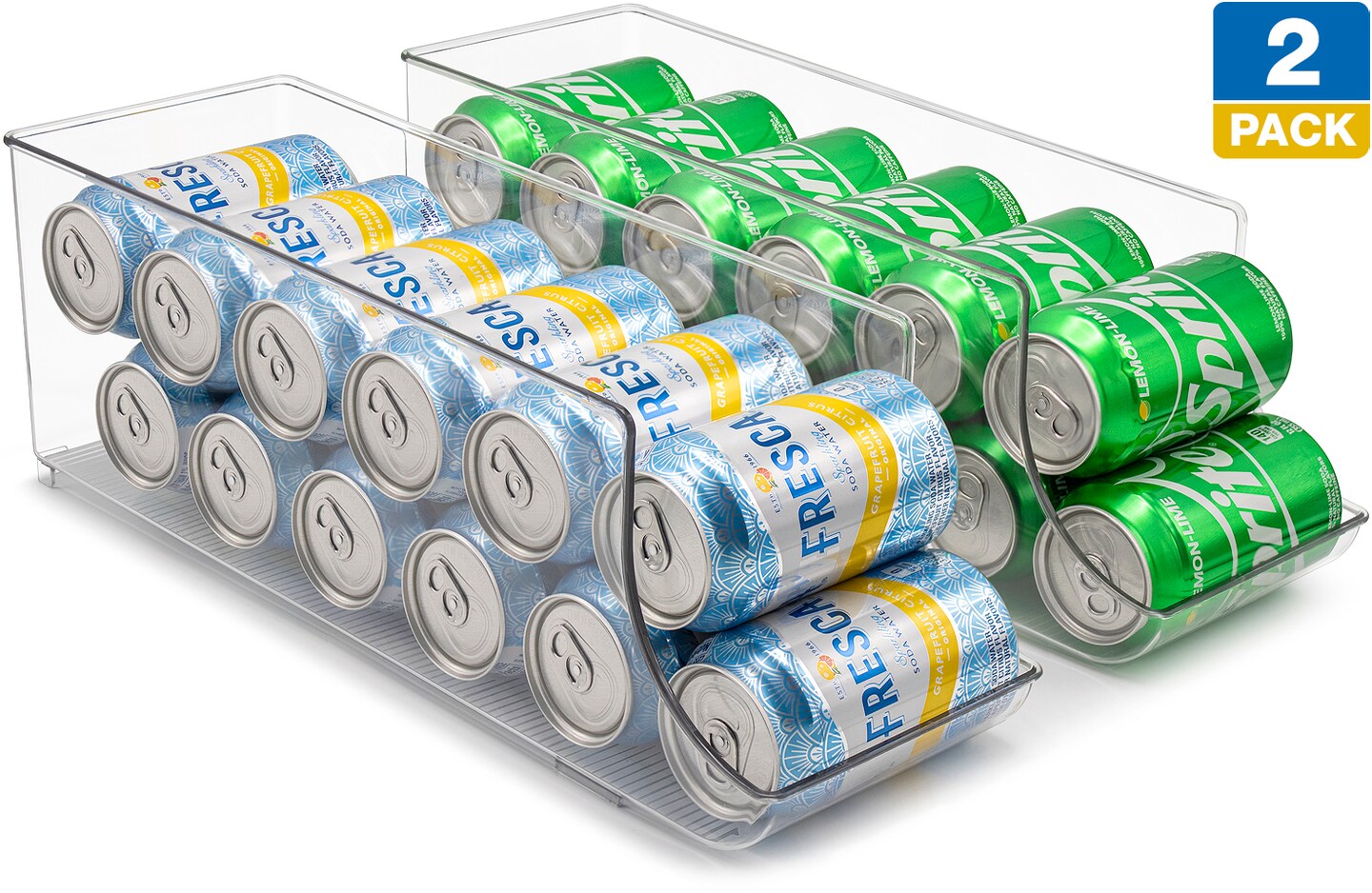 Sorbus Can Dispenser for Refrigerator - 12 Can Fridge organizer Rotation System Rack - Clear Soda Can Organizer for Refrigerator, Freezer &#x26; Pantry - Great for Kitchen Organization &#x26; Storage (2-Pack)