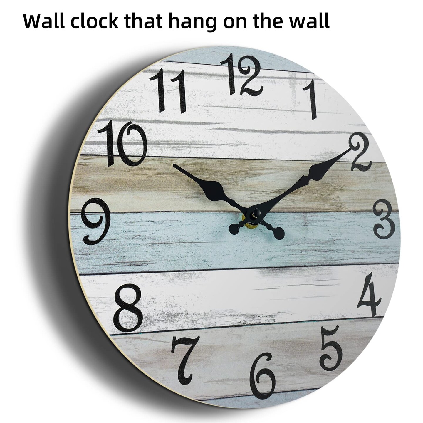 Wall Clock Silent Non Ticking Battery Operated, Rustic Coastal Country Clock Decorative for Bathroom Kitchen Bedroom Living Room(10 Inch)