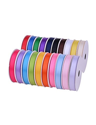 Ribest 1/4 Inch Solid Double Face Satin Ribbon Set for Gift Wrapping Hair Bows Craft Sewing-100 Yards (5 Yards*20 Colors)