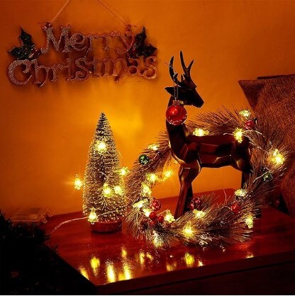 Battery Powered 10ft 30 Christmas Tree LED String Lights with 8 Flicker Modes, Remote, and Timer for Christmas, Winter, Wedding, Birthday Parties, DIY Home Mantel Decoration