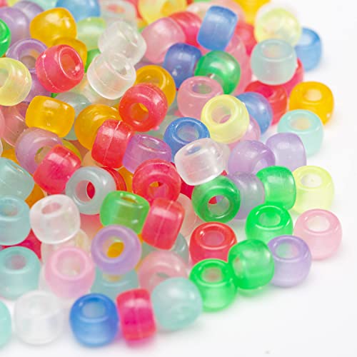 Glow in Dark Multicolor Mix Plastic Pony Beads 6x9mm, 1000 Beads Bulk Bag