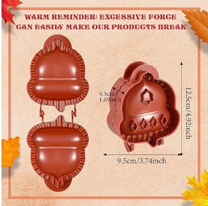 Hand Pie Mold Mini Pocket Pie Presser Fall Pie Mold Autumn Pie Maker Dough One Press Pastry Mold Tool for Baking Cookie Kitchen Christmas Thanksgiving Party Supplies (Acorn Shape)