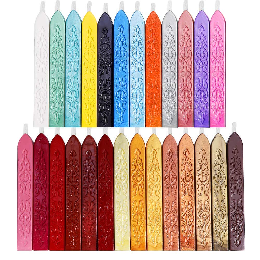 26 Pieces Antique Sealing Wax Sticks with Wicks for Postage Letter Retro Vintage Wax Seal Stamp, Assorted Colors