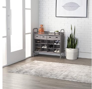 16 Cube Storage Organizer - 4-Tier Stackable Shoe Organizer - Free Standing Cube Shoe Rack With Drawers