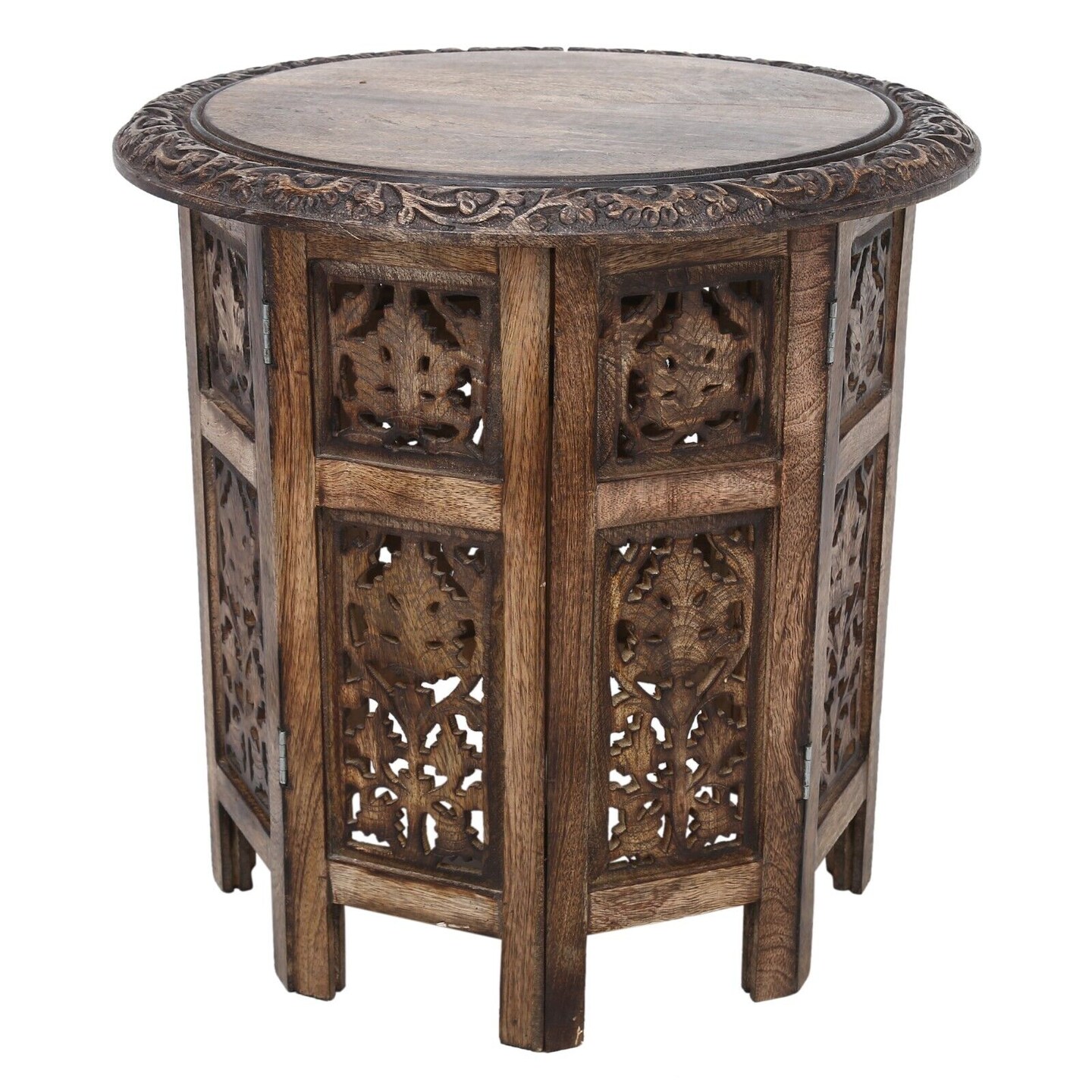 Antique Wood Round Coffee Table Handmade Table .