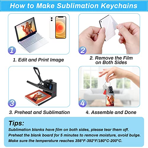 Sublimation Keychain Blanks Bulk, 120Pcs Sublimation Keychain