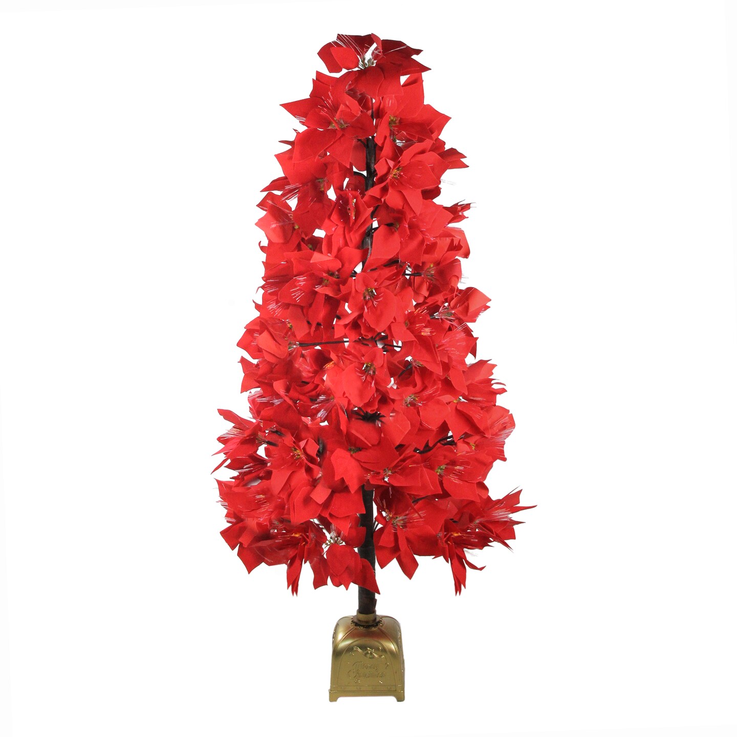 Northlight 4&#x27; Pre-Lit Fiber Optic Color Changing Red Poinsettia Christmas Tree
