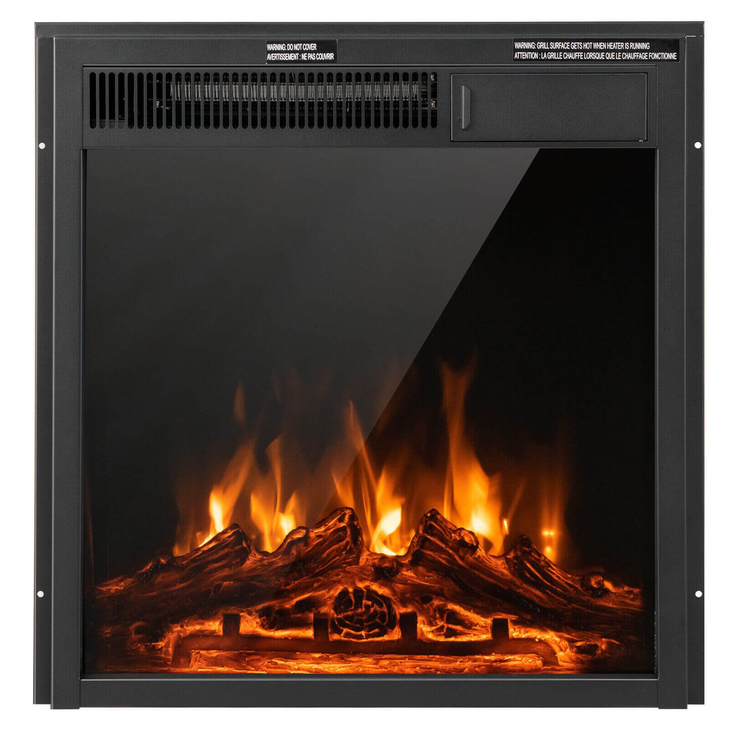Electric Fireplace Insert with 7-Level Adjustable Flame Brightness