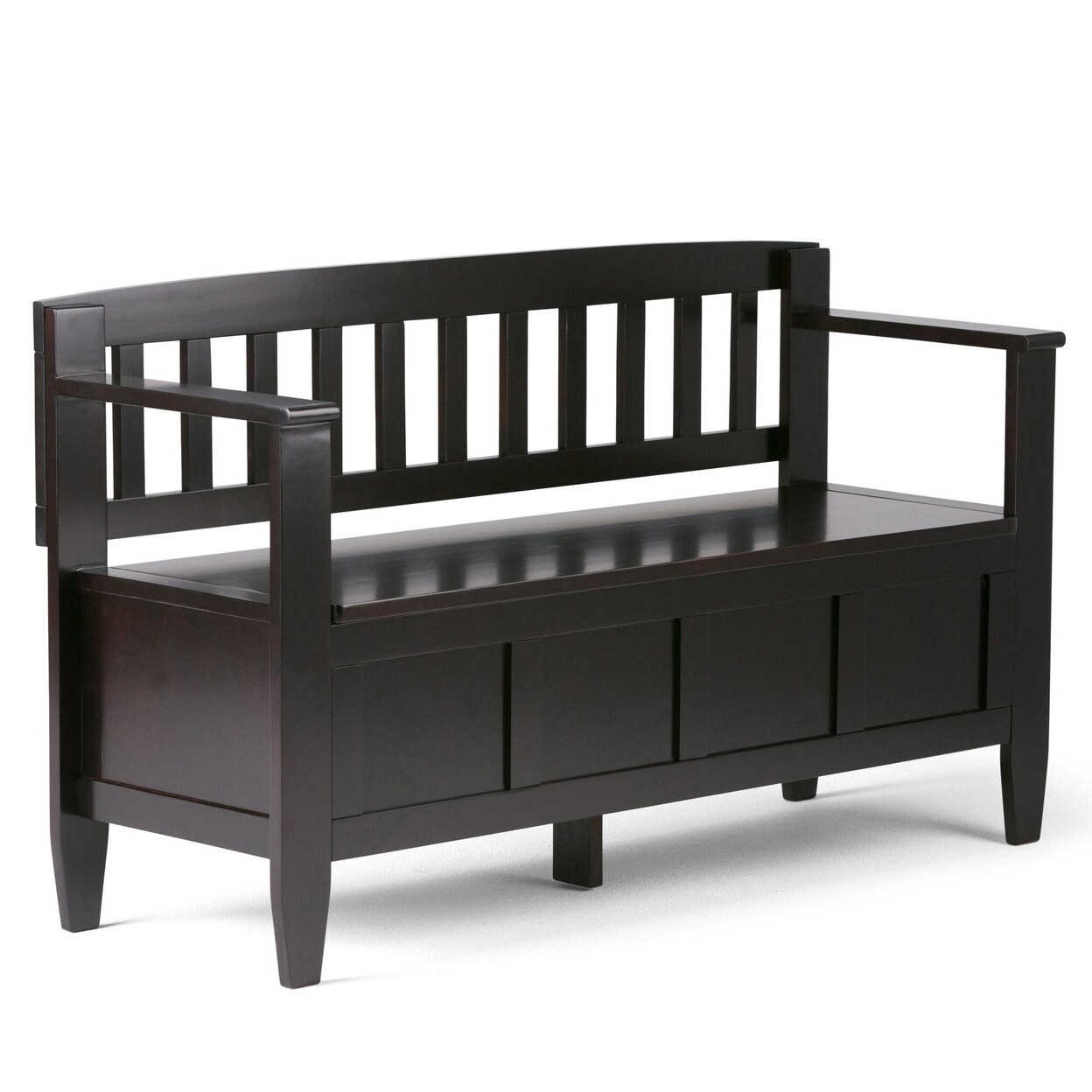 Simpli Home Brooklyn Solid Wood 48&#x22;Entryway Storage Bench With Safety Hinge