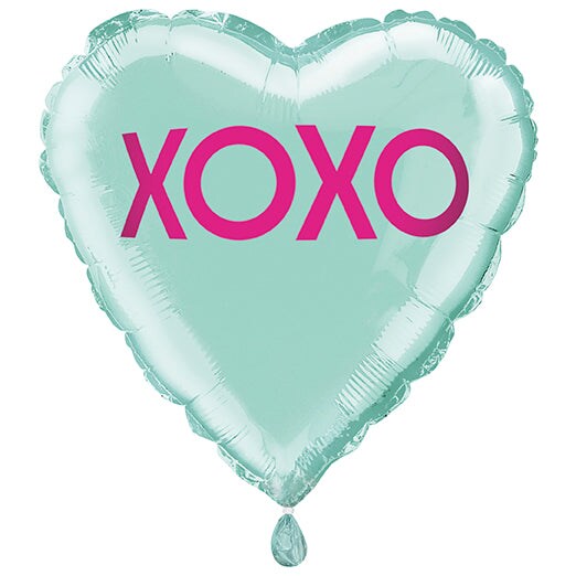 XOXO Teal Heart Shaped 18&#x22; Foil Balloon, 1ct