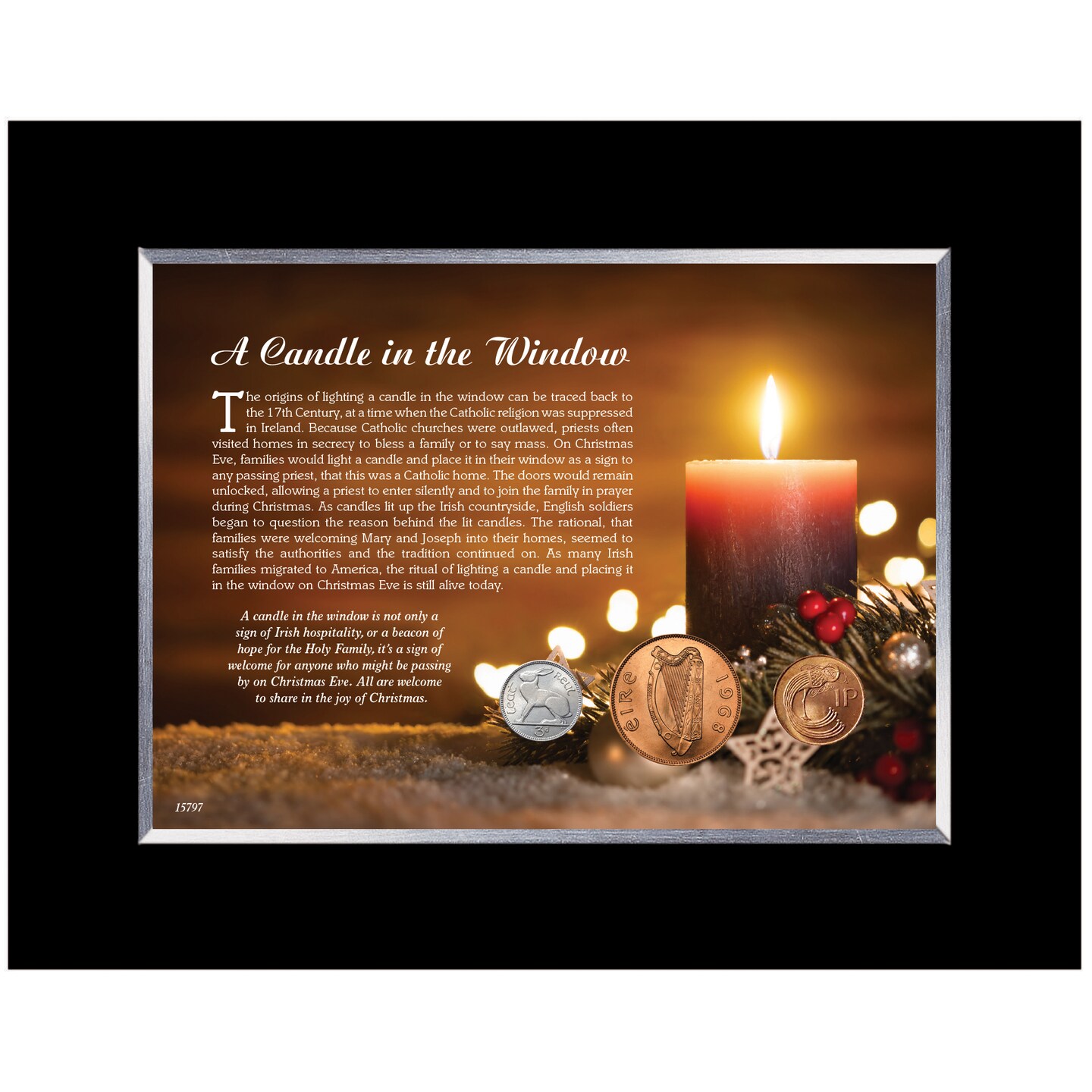Candle In The Window Irish Coin Table Top Frame