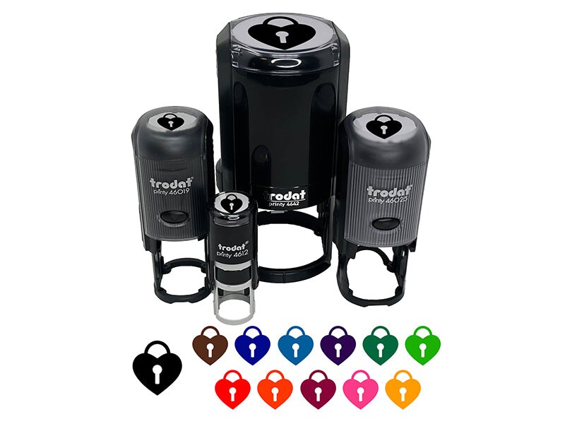 Heart Lock Key Self-Inking Rubber Stamp Ink Stamper for Stamping Crafting Planners