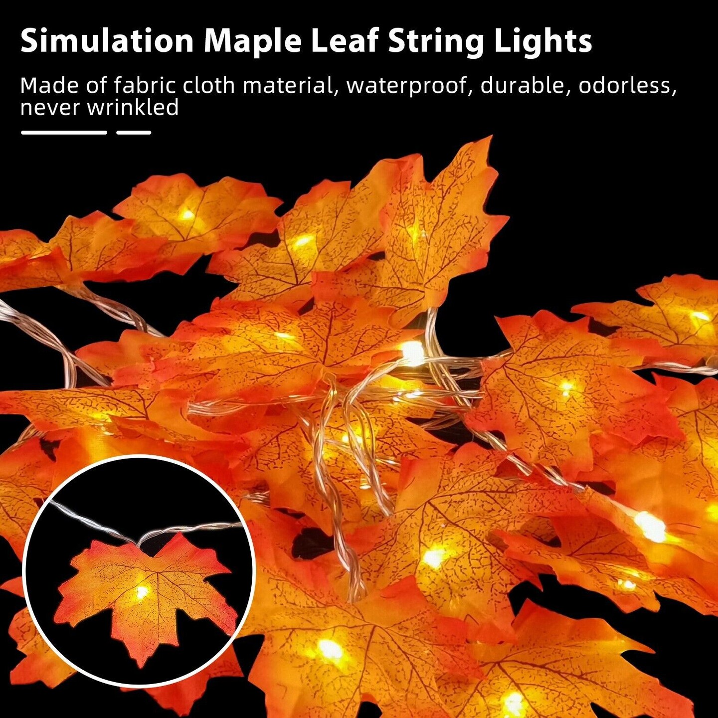 Artificial Lighted Fall Leaves Garland Christmas Decor
