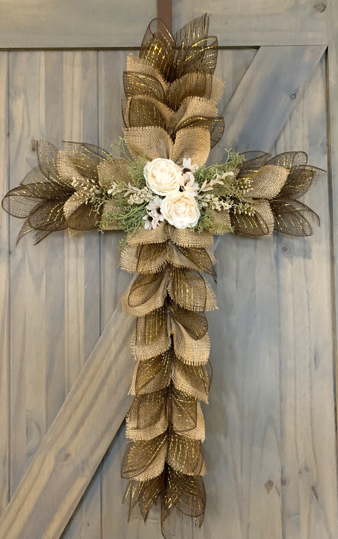 Cross Wreath, Thanksgiving Fall Wreath, Front Door Decor, Rugged