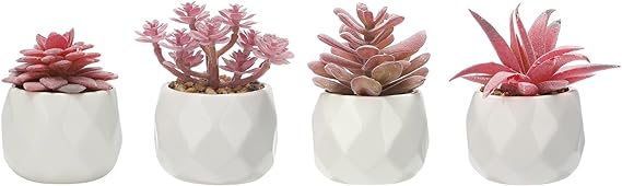 Artificial Succulent Plants in Pots Fake Potted Plant Mini Plants for Bedroom Home Bathroom Office Room Decor