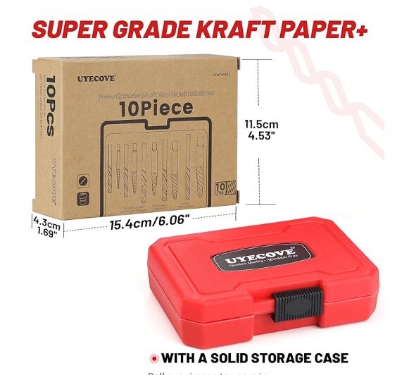 Ez Out Screw Extractor Set Broken Bolt Extractor Kit, 4 Pieces Screw Extractor Set, 35# Cr-Mo & 6542 HSS Steel Cobalt Left Hand Drill Bits Set for Removing Stripped Screws and Broken Bolts