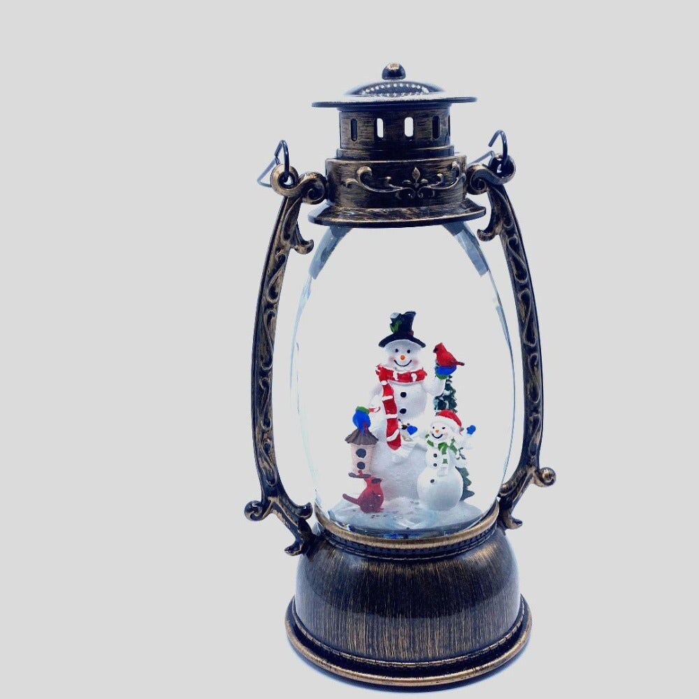 Snow Globe Lantern with Snowman Family 9.75&#x22;H
