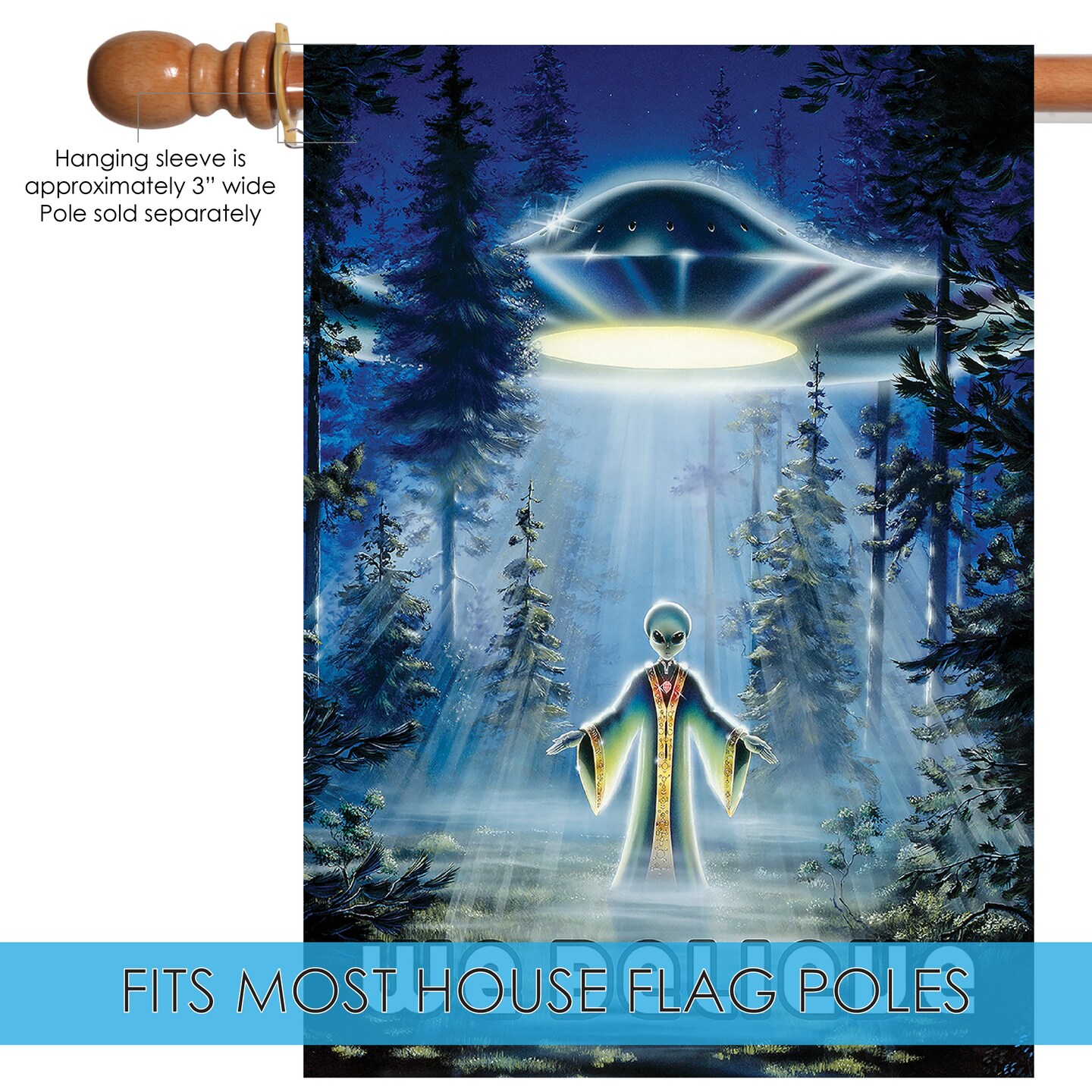 UFO Believe Decorative Aliens Double Sided Flag