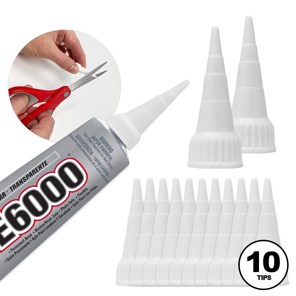 Glue Tips Applicator Snip Tips 10-Pack, Works with E6000, Goop, Shoe Goo, Bead Jewelry E6000, Loctite (3.7-Ounce Sizes), E6000 Glue Applicator Tip