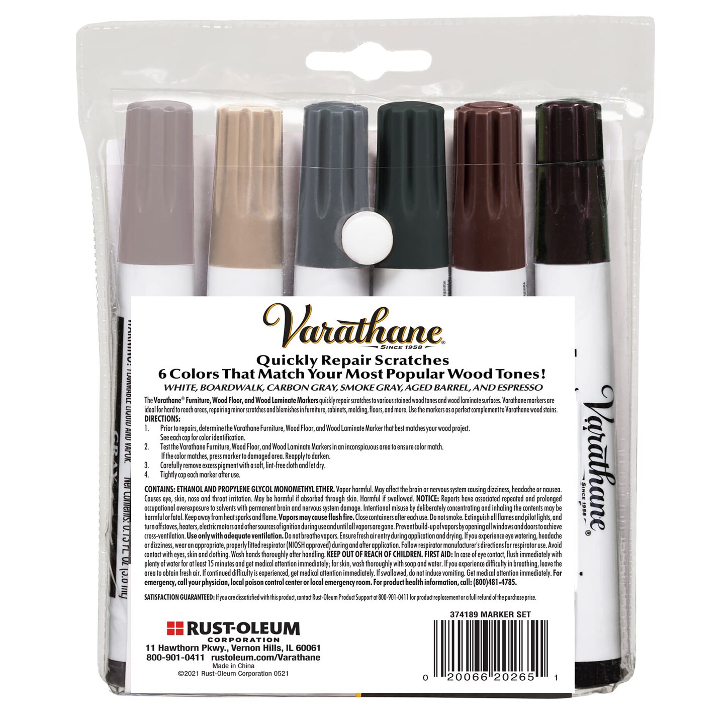 Varathane 374189 Wood Stain Repair Marker Kit, Assorted Cool Tone
