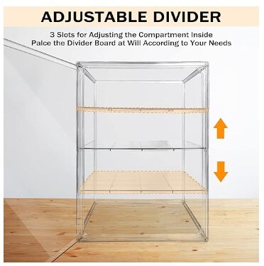 3 Layers Large Bread Box for Kitchen Countertop Clear Bread Storage with Adjustable Food Safe for Bread, Bagel, and Muffins
