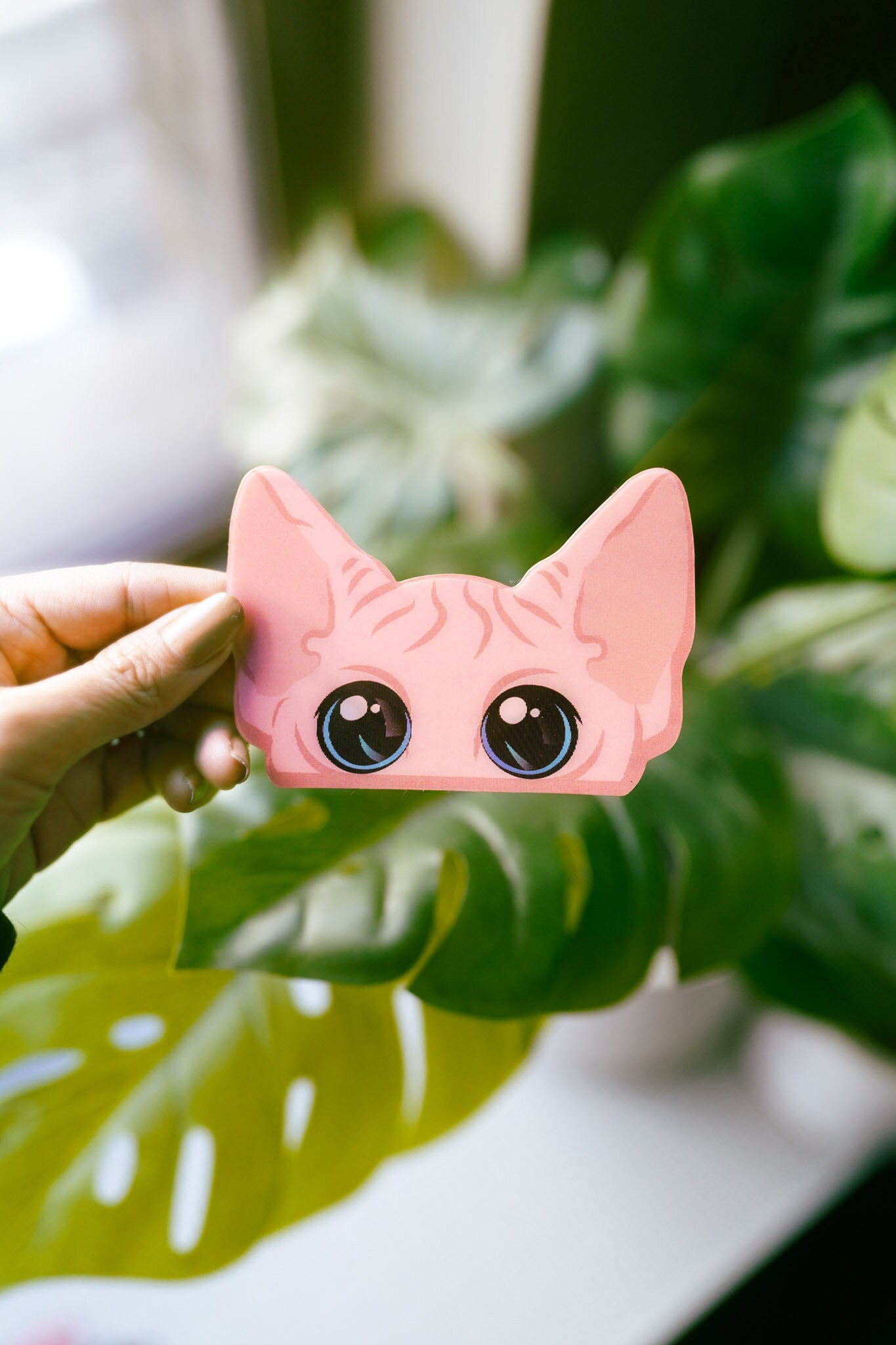 Pink Sphinx Hairless Cat Peeker Grey: 3D Motion Sticker for True
