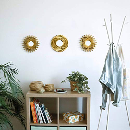 3 Pack Gold Decorative Wall Mirrors  Decorative Mirrors Ideal for Home, Bedroom and Living Room Decoration | Round Wall Mirrors Original Gifts for Women | Wall Decoration