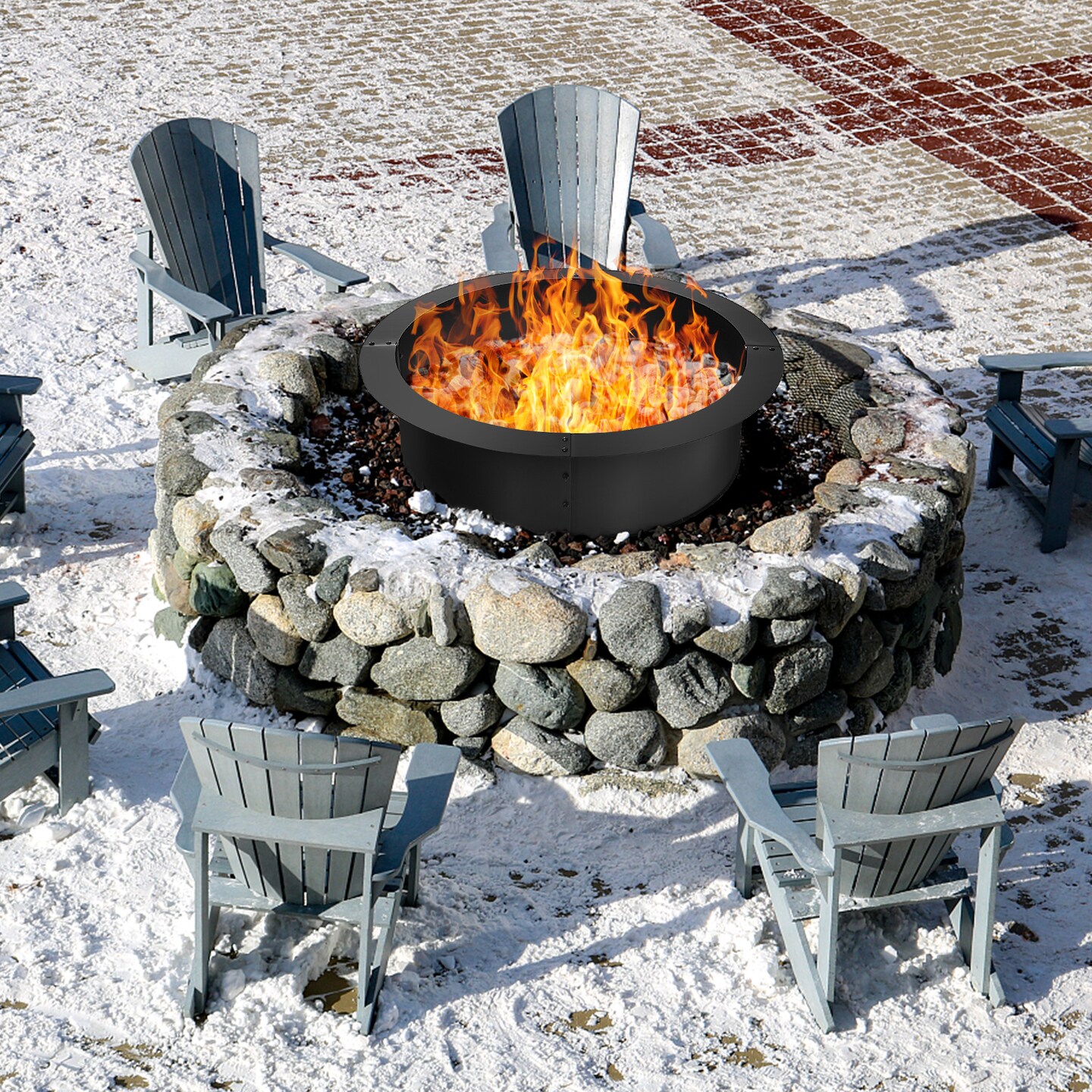 36 inch Round Steel Fire Pit Ring Liner for Outdoor Backyard