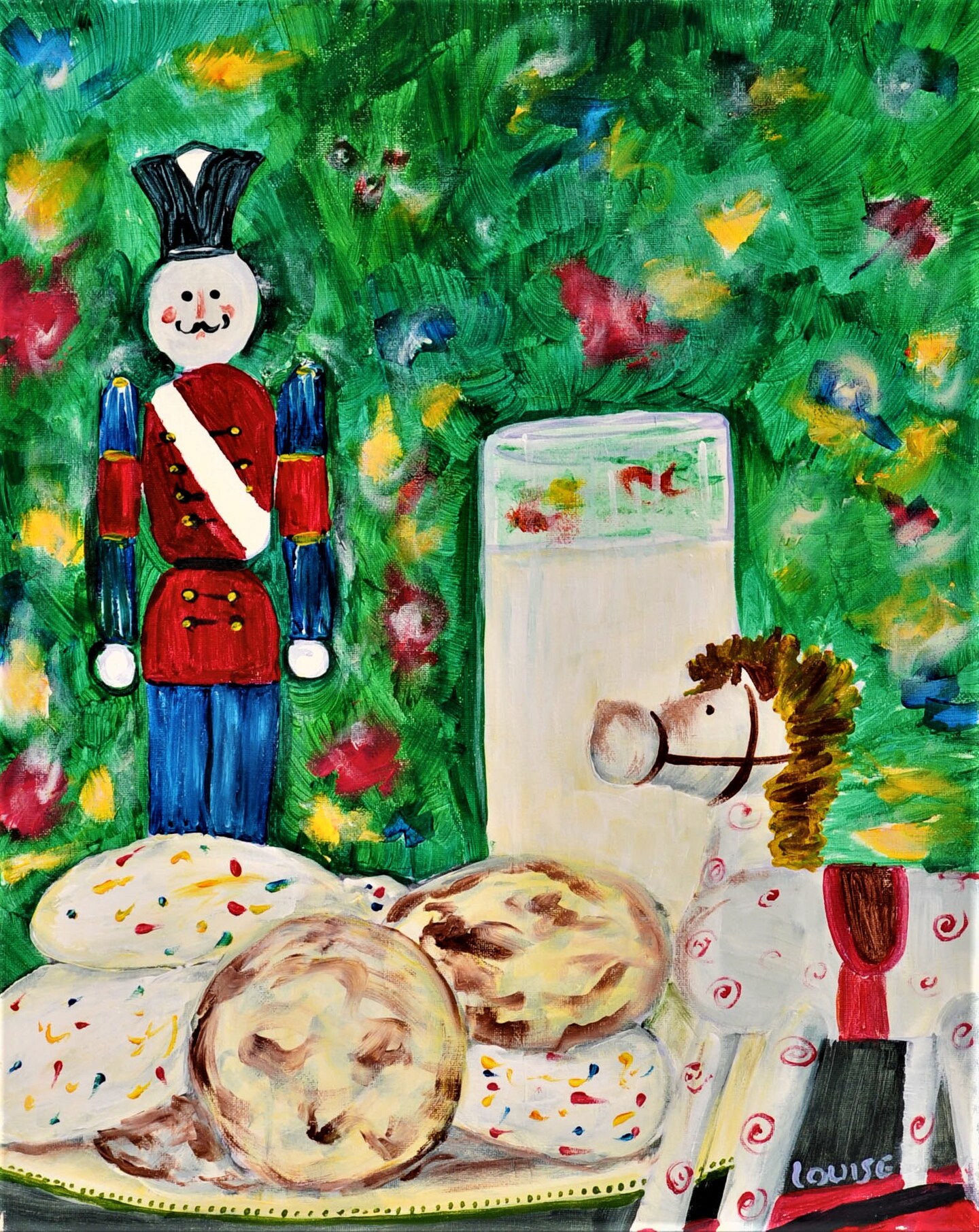 Christmas Paint Kit - Milk and Cookies Acrylic Painting Kit &#x26; Video Lesson, Christmas DIY craft, Art Gift Set, Beginner Painting, Paint At Home, Paint Party