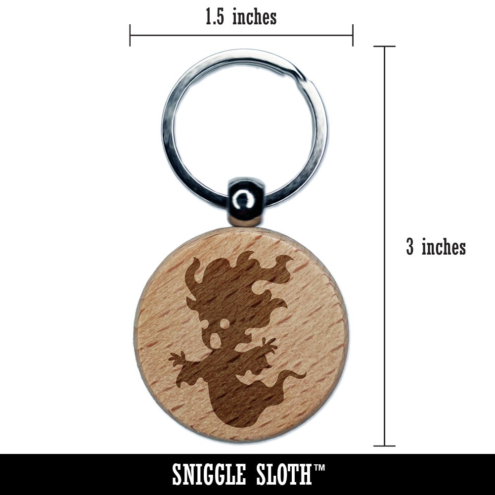 Haunted Halloween Ghost Banshee Monster Engraved Wood Round Keychain Tag Charm