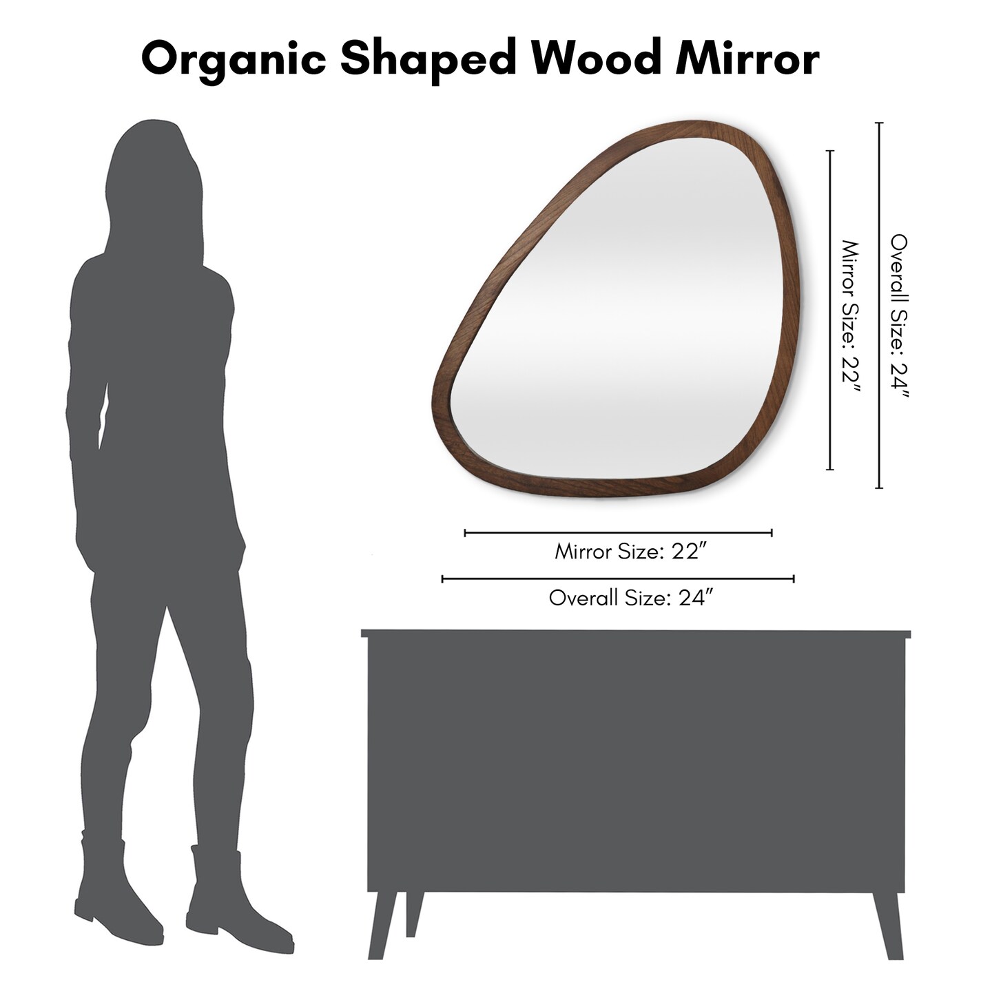 Americanflat Mirror in Natural Sycamore - Irregular Wall Mirror for Bathroom, Living Room, Entryway Hall, and Decorative Mirror for Bedroom