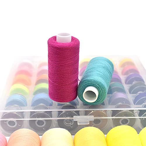 72 Pieces 36 Colors Prewound Bobbins and Thread Spools for Hand &#x26; Machine Sewing, Emergency and Travel, DIY and Home, 36 Colors 400 Yards per Polyester Thread Spools
