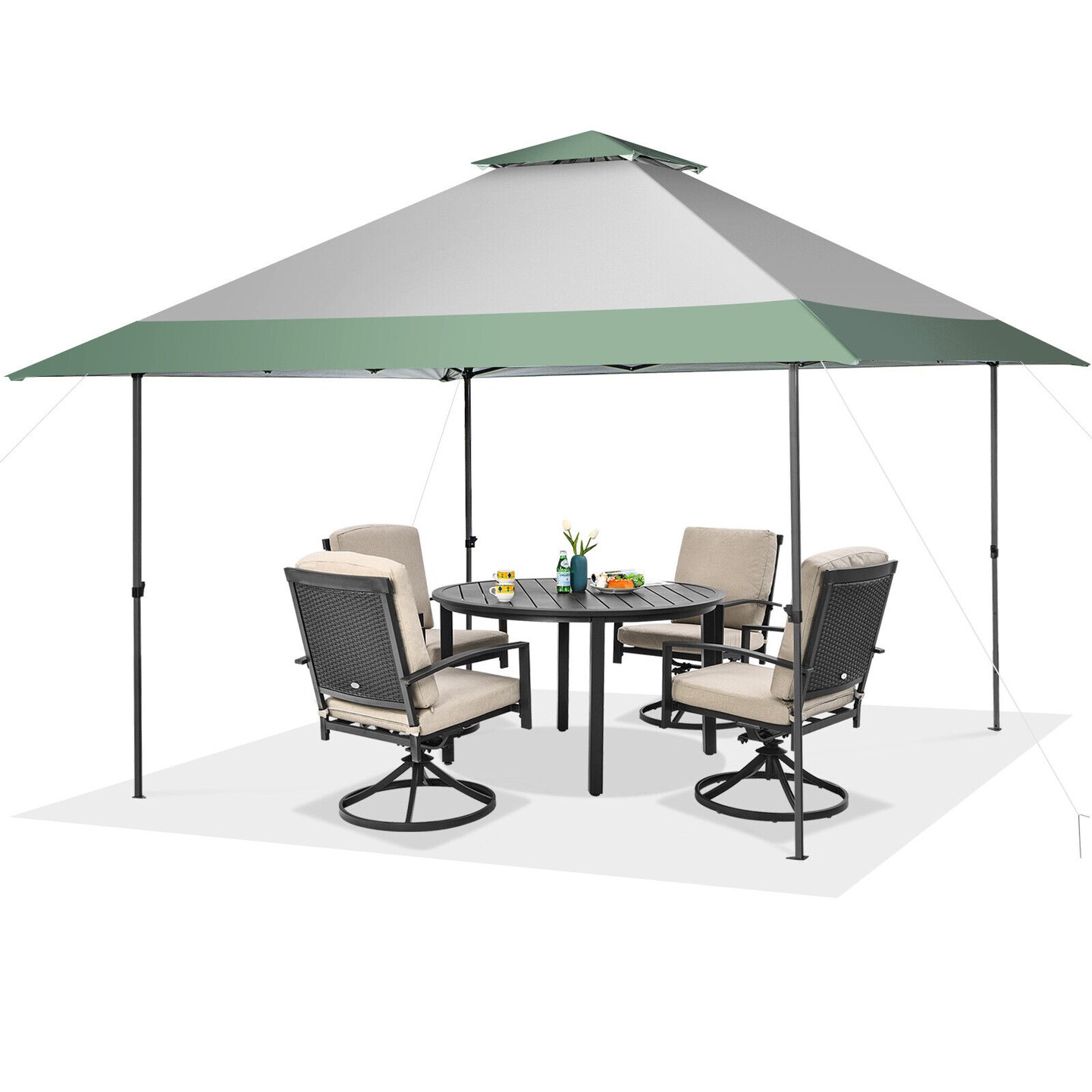 13 x 13 Feet Pop-Up Patio Canopy Tent with Shelter and Wheeled Bag-Grey