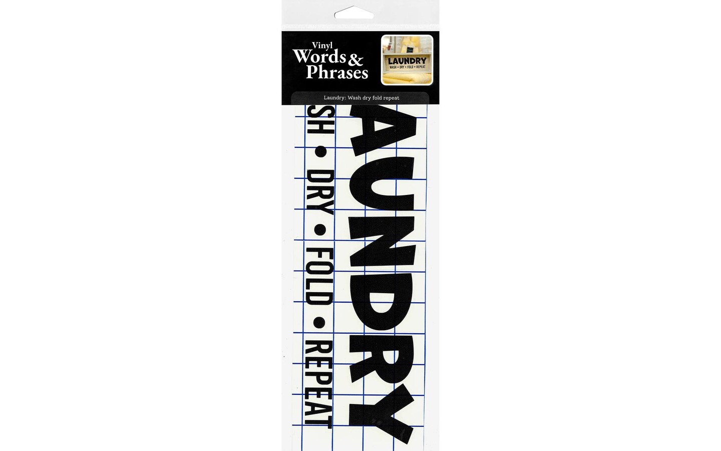 Vinyl Laundry Wash Dry Fold Repeat Blk 5.5x14.75&#x22;