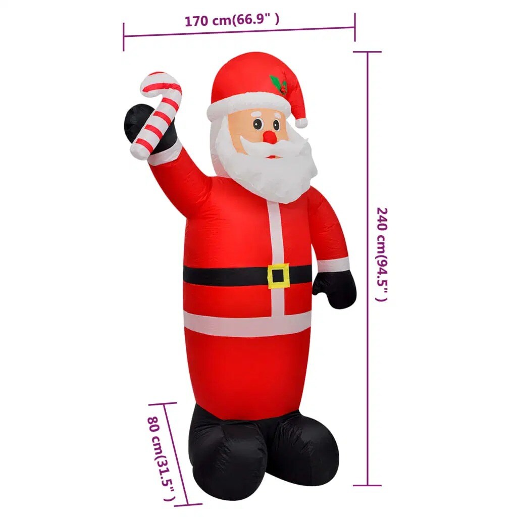 8ft Inflatable Santa Claus with LEDs for Christmas