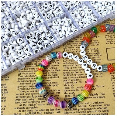 1450pcs White Alphabet Beads, Star Beads, and Heart Beads 7x4mm