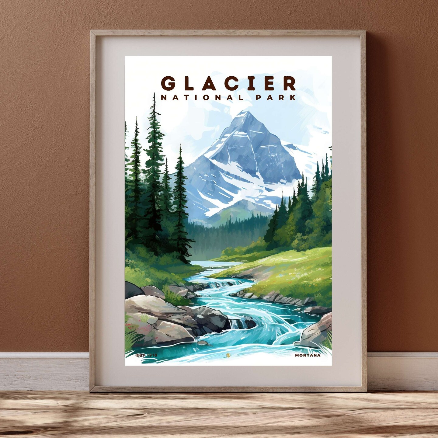 Glacier National Park Poster, Travel Art, Office Poster, Home