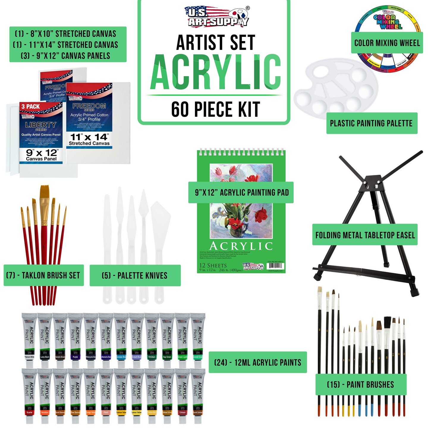 Complete Acrylic Paint Set, 36 Piece Professional Painting Set – Includes  Mini Easel, 6 Canvas, Paint Tray, Painting Knives, 10 Paintbrushes and More  – Perfect Gift for Artists.
