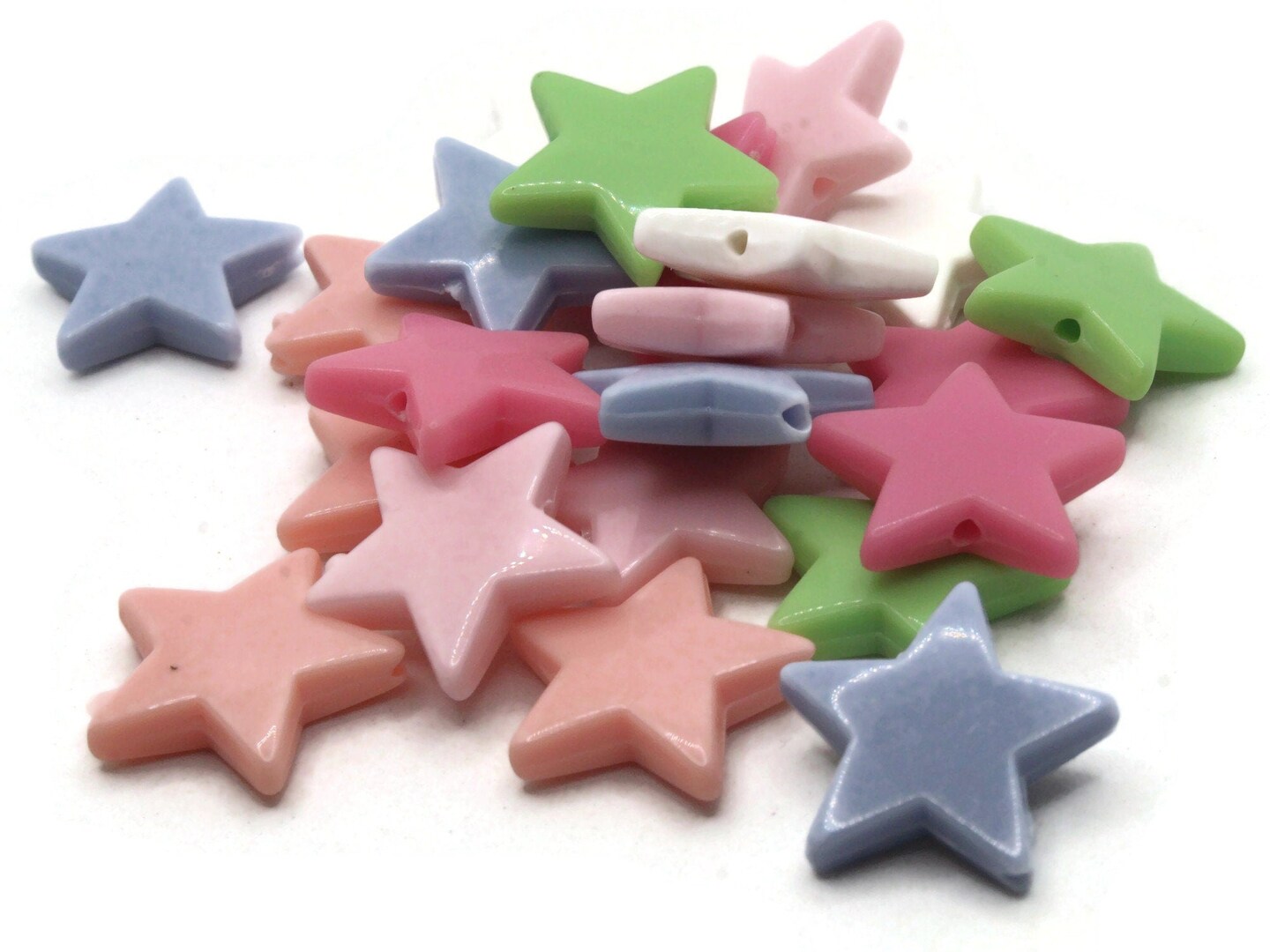 20 20mm Mixed Color Plastic Star Beads