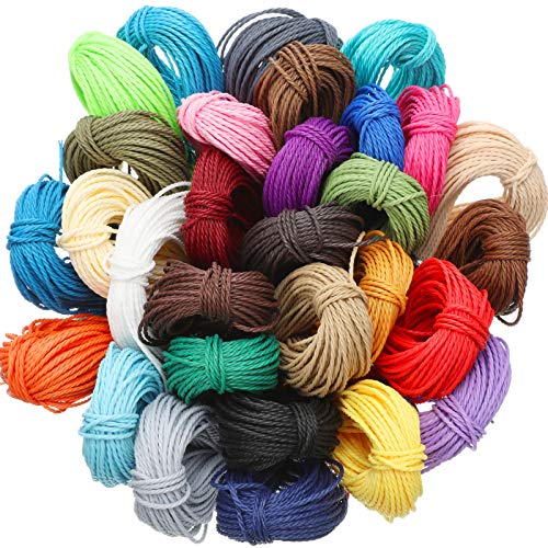 30 Colors 1 mm Waxed Cord Beading Thread for DIY Macrame Necklace Bracelet Jewelry Making String, 10m Each Color