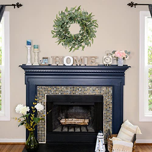 20 inches Artificial Eucalyptus Wreath for Front Door Fall Wreath Green Leaf Wreath for Window Wedding Decor Home Porch Farmhouse Patio Garden Decor