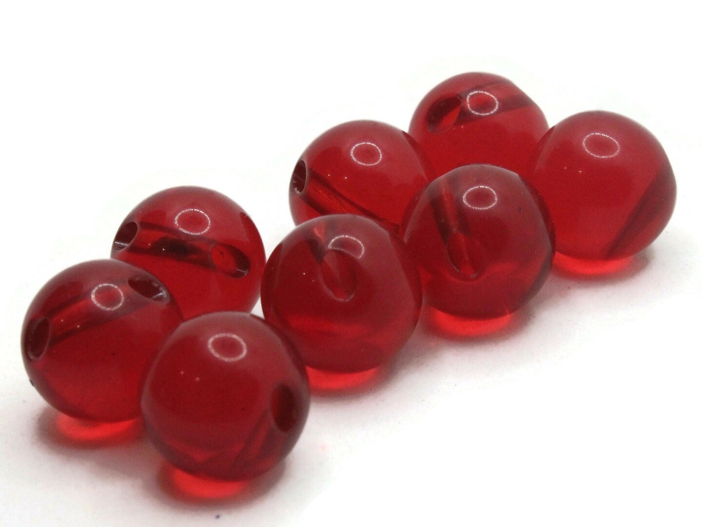8 12mm 1/2 Inch Clear Red Vintage Lucite Ball Buttons