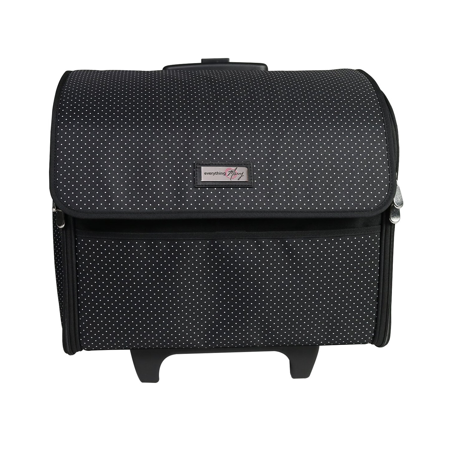 Collapsible Rolling Sewing Machine Case, Black Polka Dot