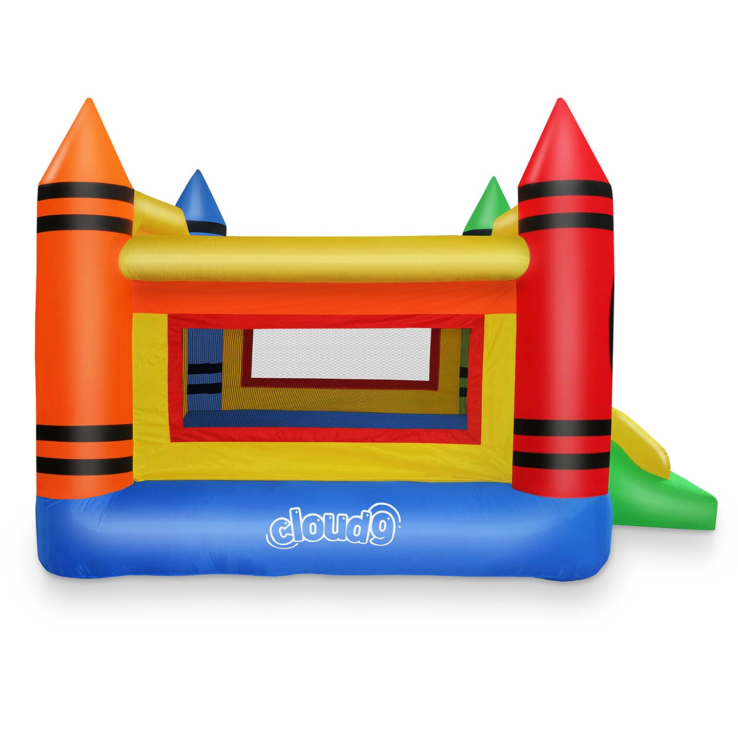 Cloud 9 Mini Crayon Bounce House with Blower - Inflatable Bouncer for Kids with Fun Slide
